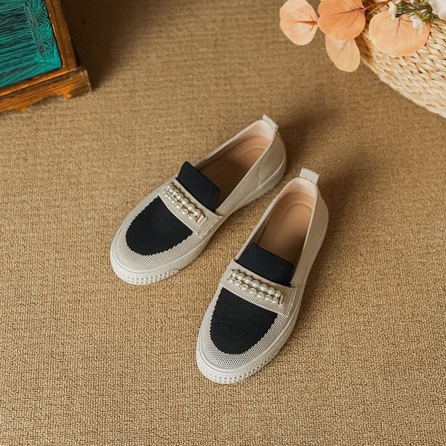 Faux Platform Slip-Ons Pearl