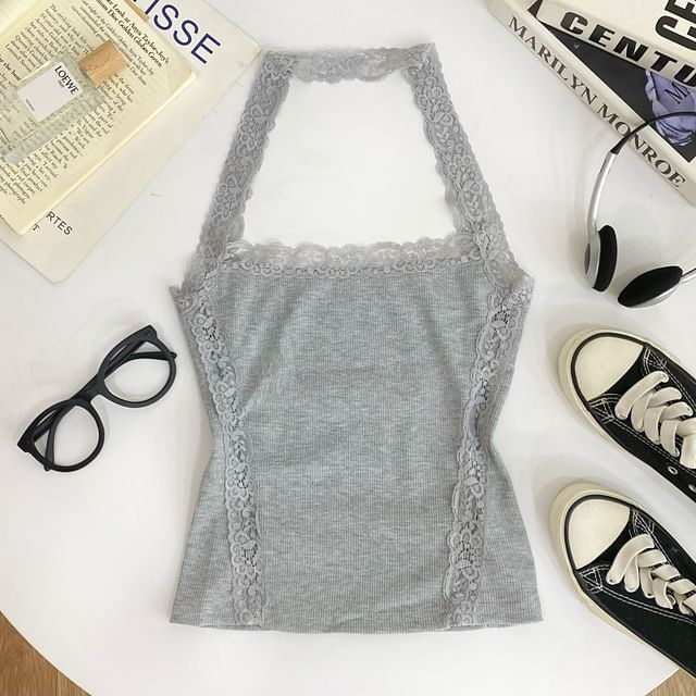 Halter Lace Panel Top