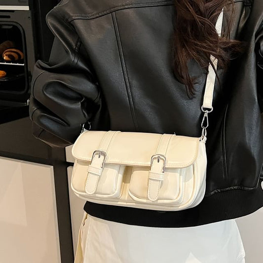Flap Buckled Pocket Crossbody Shoulder Bag