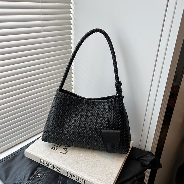 Woven Faux Leather Shoulder Bag