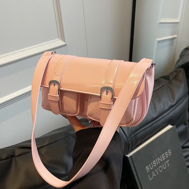 Flap Buckled Pocket Crossbody Shoulder Bag
