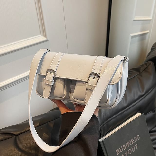 Flap Buckled Pocket Crossbody Shoulder Bag