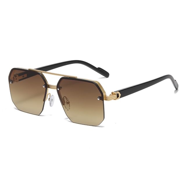 Double Bridge Half Metal Frame Sunglasses