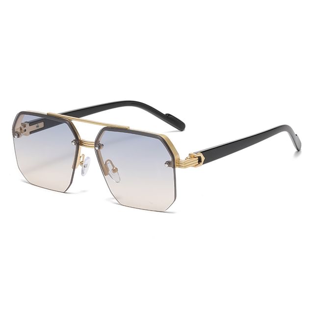 Double Bridge Half Metal Frame Sunglasses