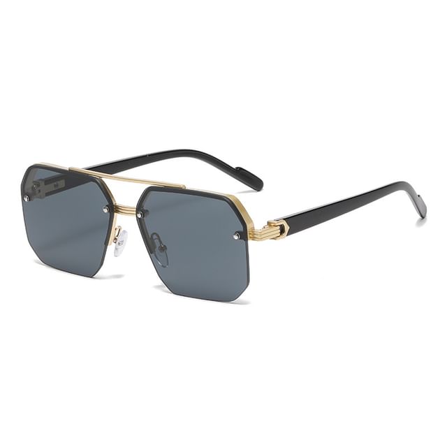 Double Bridge Half Metal Frame Sunglasses