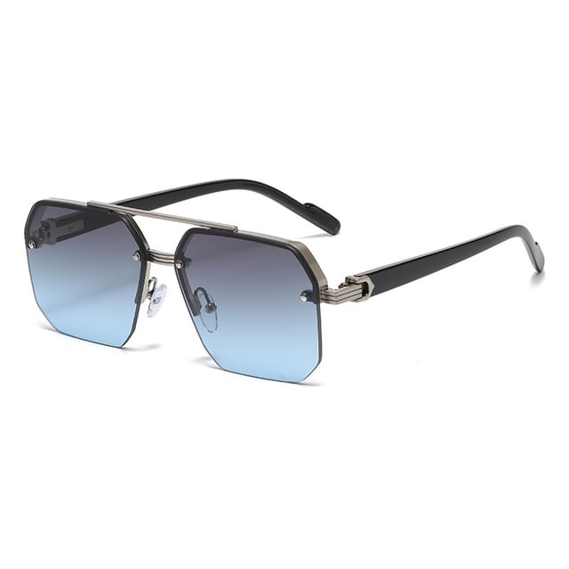 Double Bridge Half Metal Frame Sunglasses