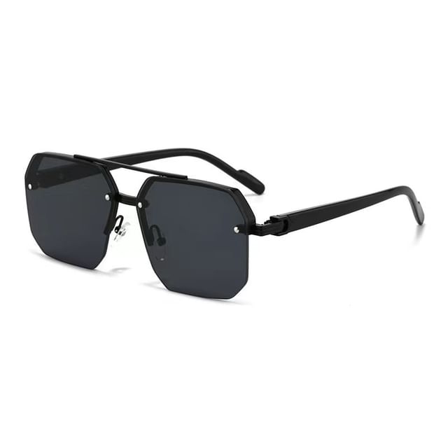 Double Bridge Half Metal Frame Sunglasses