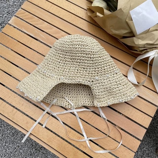 Cloche Hat Straw Lace-Up