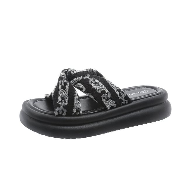 Knot Sandals Cross Criss Platform Slide Print
