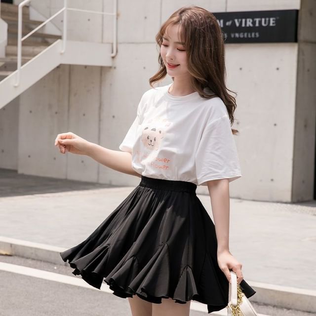 High-Rise Solid Pleated Mini Skirt