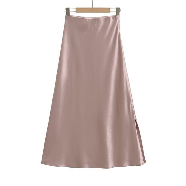 High-Rise Slit Maxi A-Line Skirt