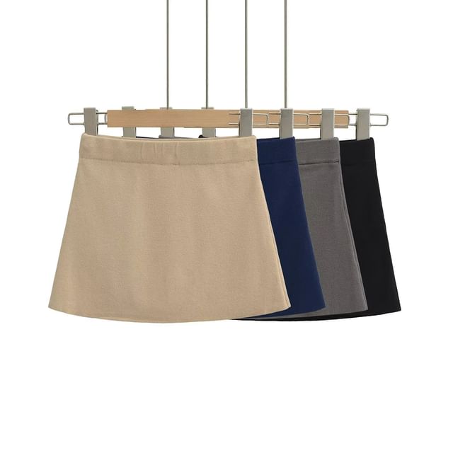 Soft Knit A-Line Mini Skirt in Solid Tone, Low Rise