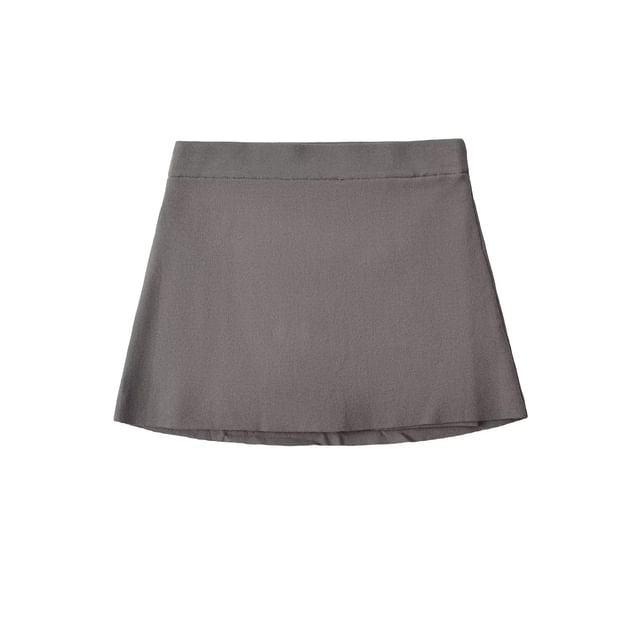 Soft Knit A-Line Mini Skirt in Solid Tone, Low Rise