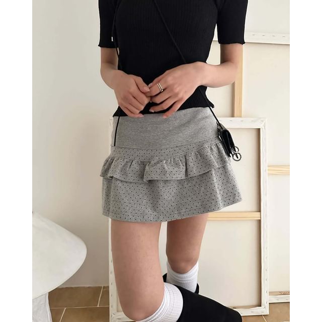 Mid-Rise Polka Dot Mini A-Line Skirt