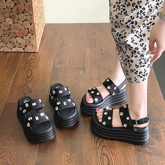 Platform Rhinestone Sandals