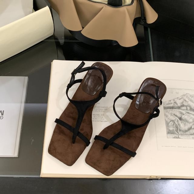 Low Heel Square Toe Sandals