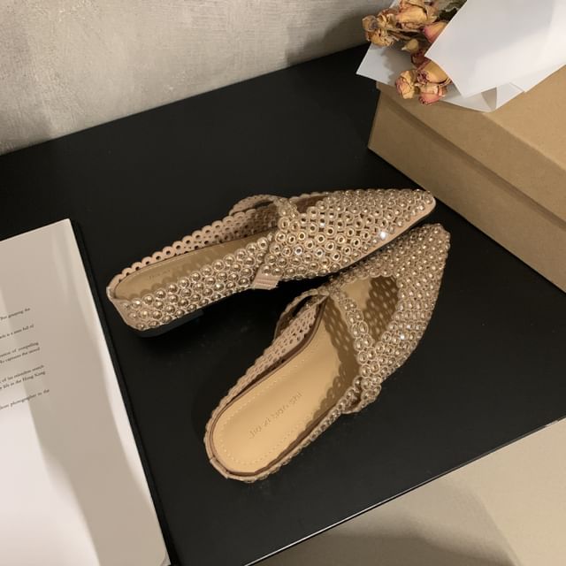Pointy Rhinestone Mules