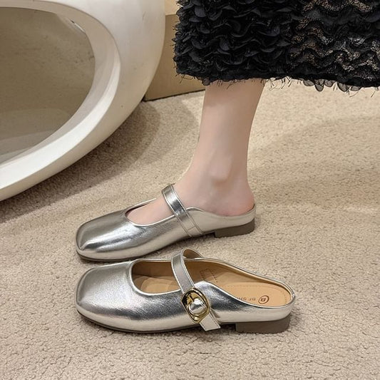 Square Toe Plain Mules