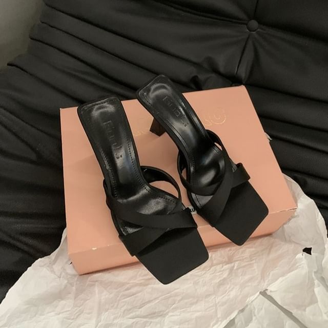 High Heel Square Toe Sandals