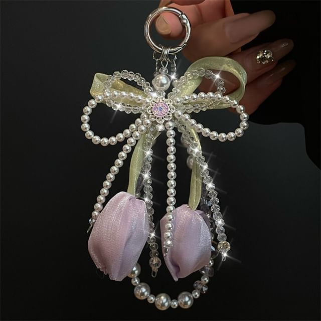 with Pearl Phone Pad Faux Lanyard