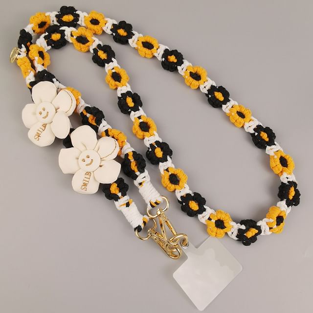 Phone with Pad Flower Lanyard