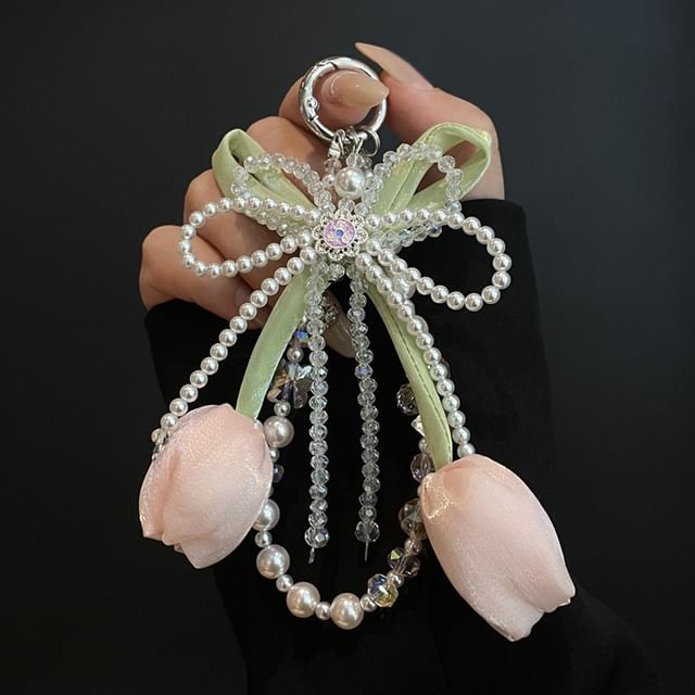 with Pearl Phone Pad Faux Lanyard