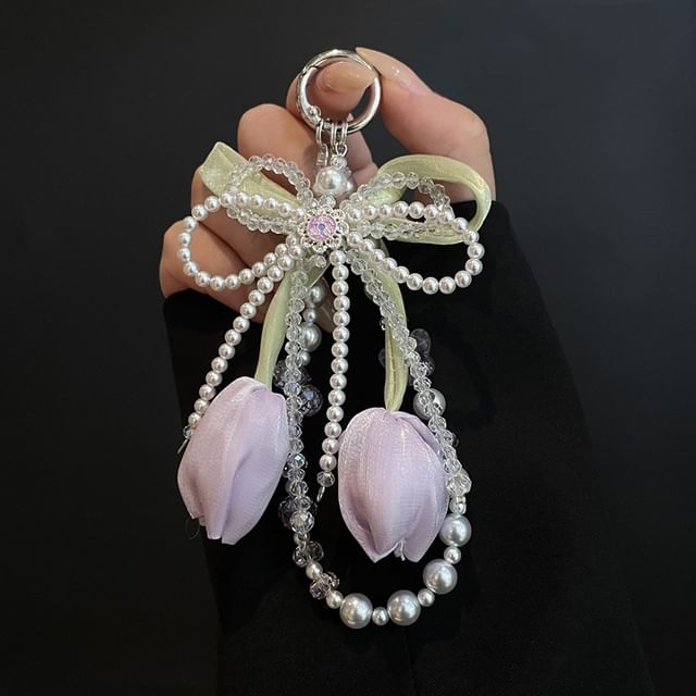 with Pearl Phone Pad Faux Lanyard