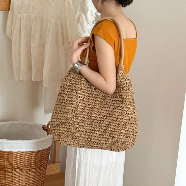 Plain Straw Tote Bag