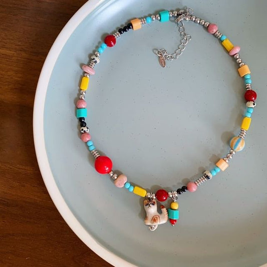 Bead Pendant Necklace Cat