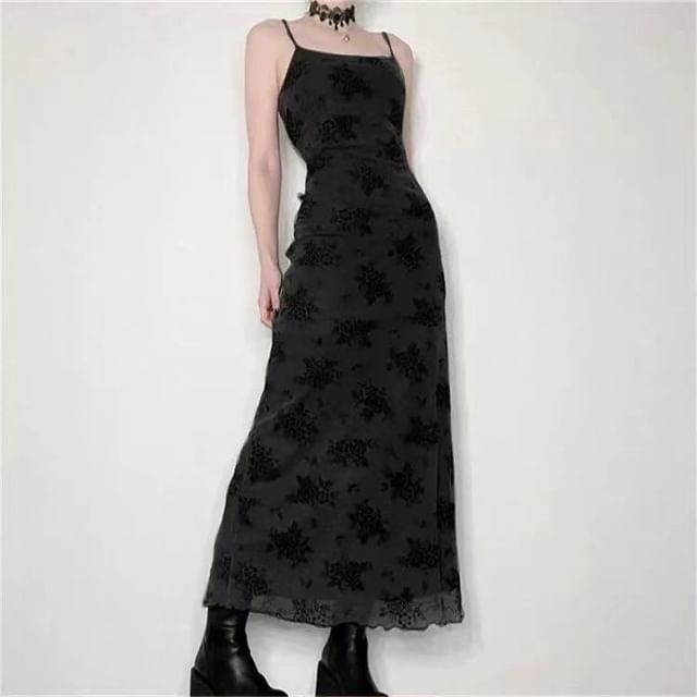 Dress Spaghetti A-Line Lace Maxi Strap