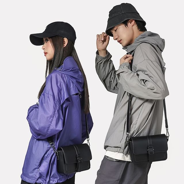 Leather Buckled Satchel Faux