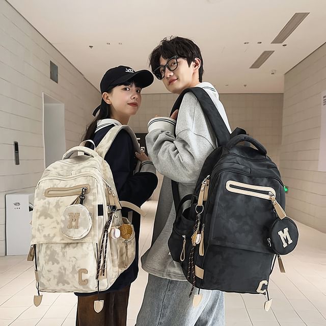 / Purse Coin Set Print Backpack Camouflaged