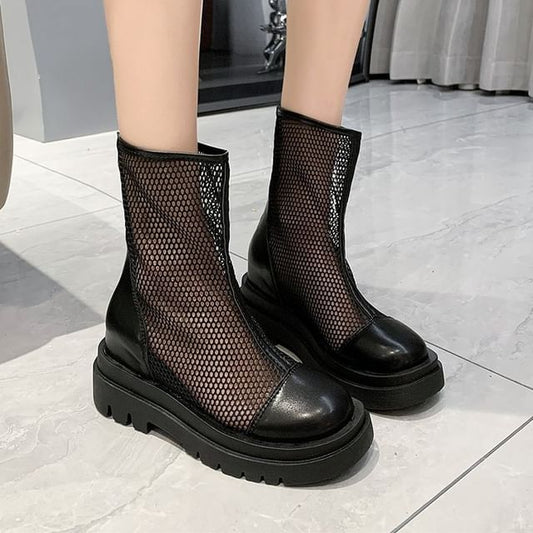 Plain Platform Short Mesh Boots