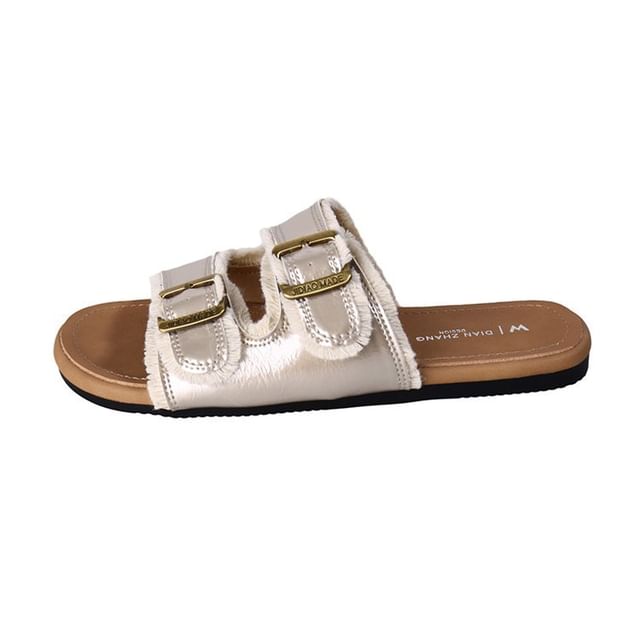 Plain Sandals Buckled Slide