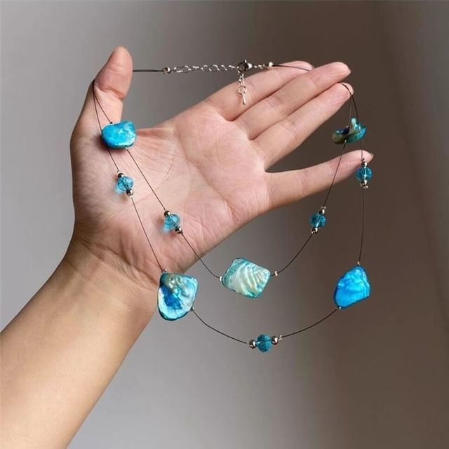 Necklace Layered Irregular Beaded Gemstone