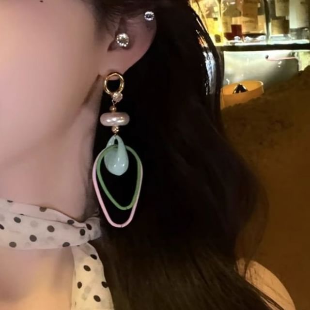 Earring Pearl Faux Rhinestone Drop