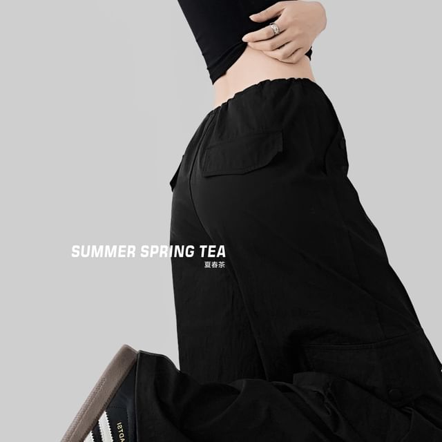 Low Waist Plain Wide Leg Cargo Pants (Various Designs)