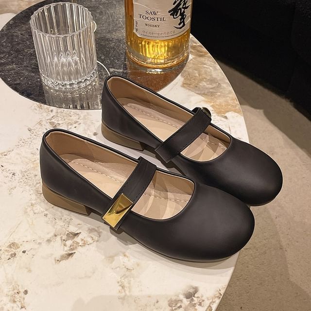 Mary Jane Leather Faux Shoes