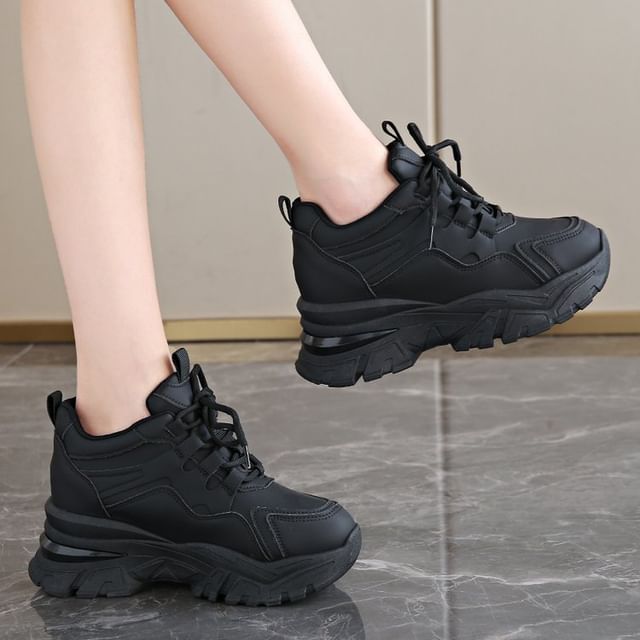 Wedge Platform Sneakers Panel Hidden