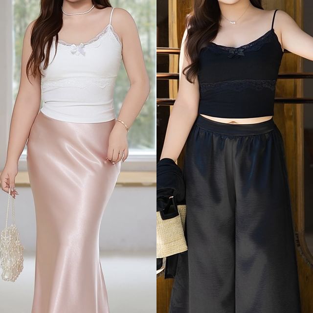 Plain V-Neck Cropped Camisole Top