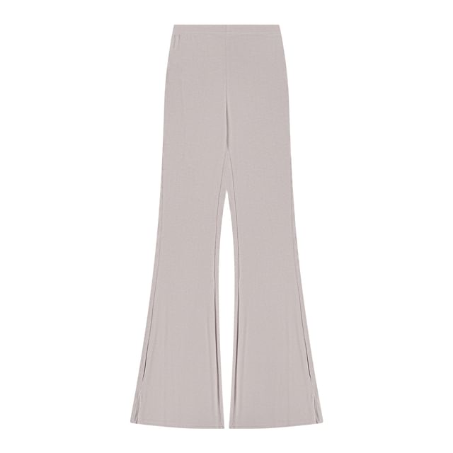 Plain Square-Neck Slit Padded Cami / Flared High-Waisted Trousers
