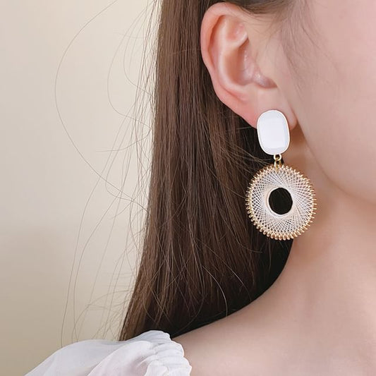 Woven Disc Earring Alloy Drop