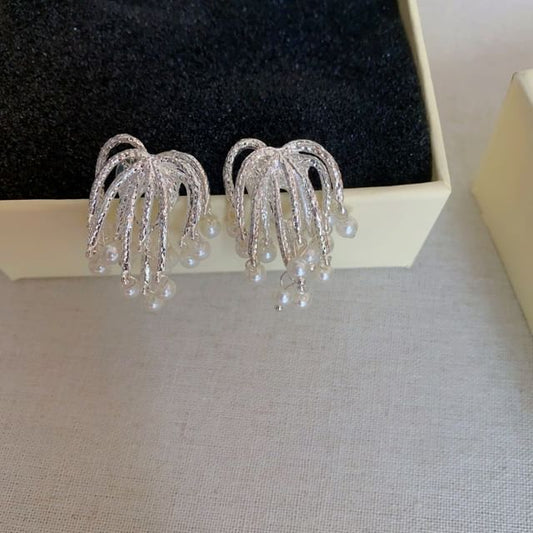 Earring Fringed Faux Alloy Firework Pearl