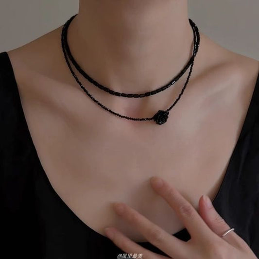 Bead Faux Gemstone Layered Choker