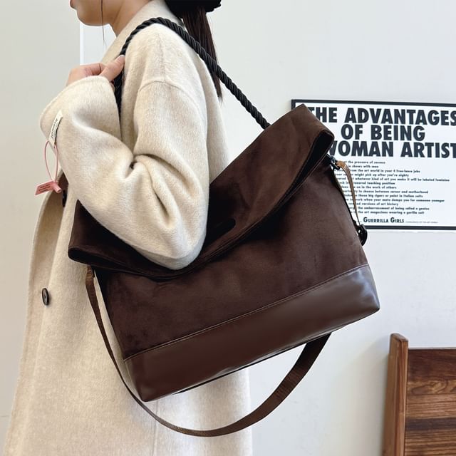 Bag Suede Faux Tone Two Tote