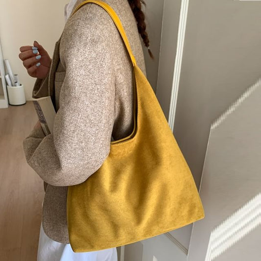 Suede Faux Bag With Pouch Tote