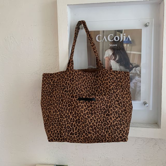 Tote Print Panel Leopard Bag