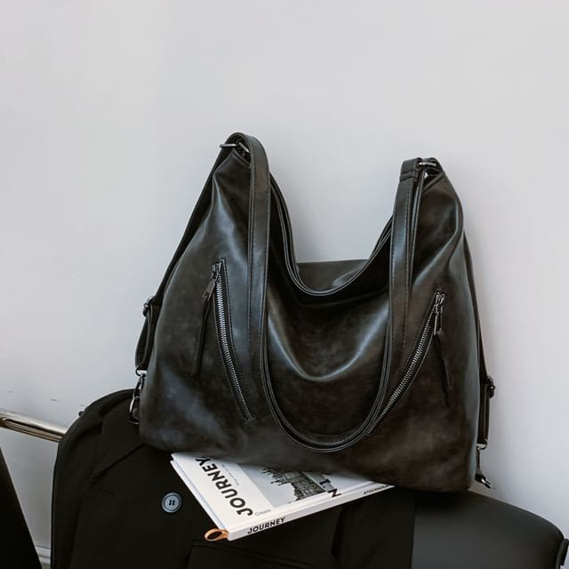 Backpack Leather Tote Faux Zip