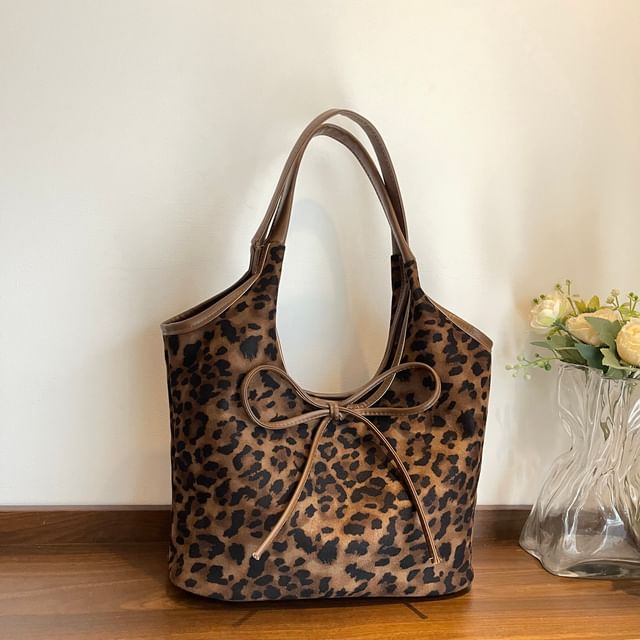 Bag Bow Leopard Print Tote