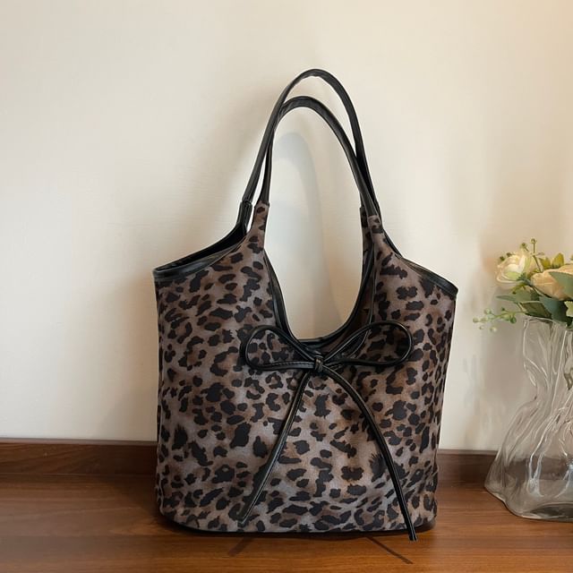 Bag Bow Leopard Print Tote